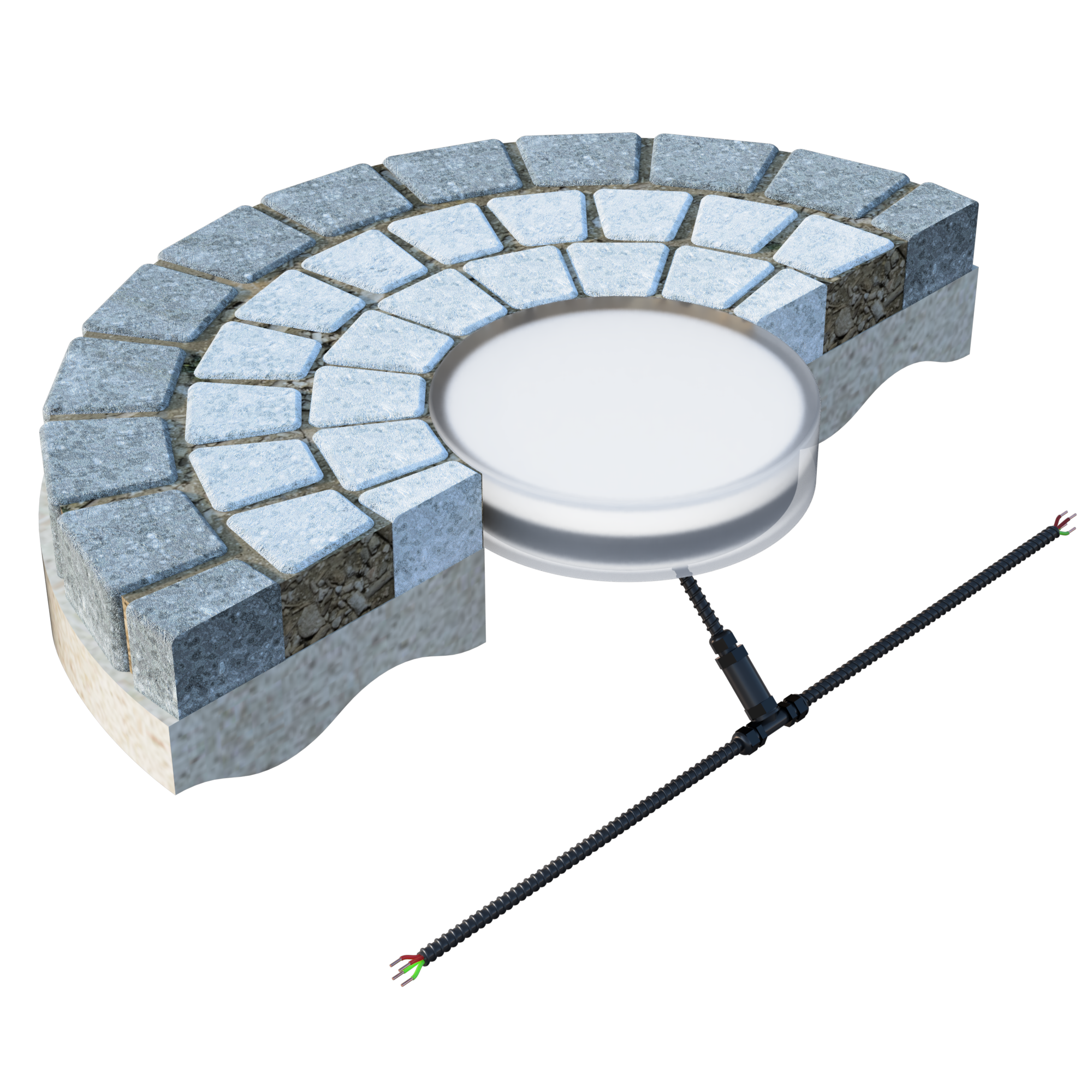 Светодиодная брусчатка круглая D150, монолитный корпус